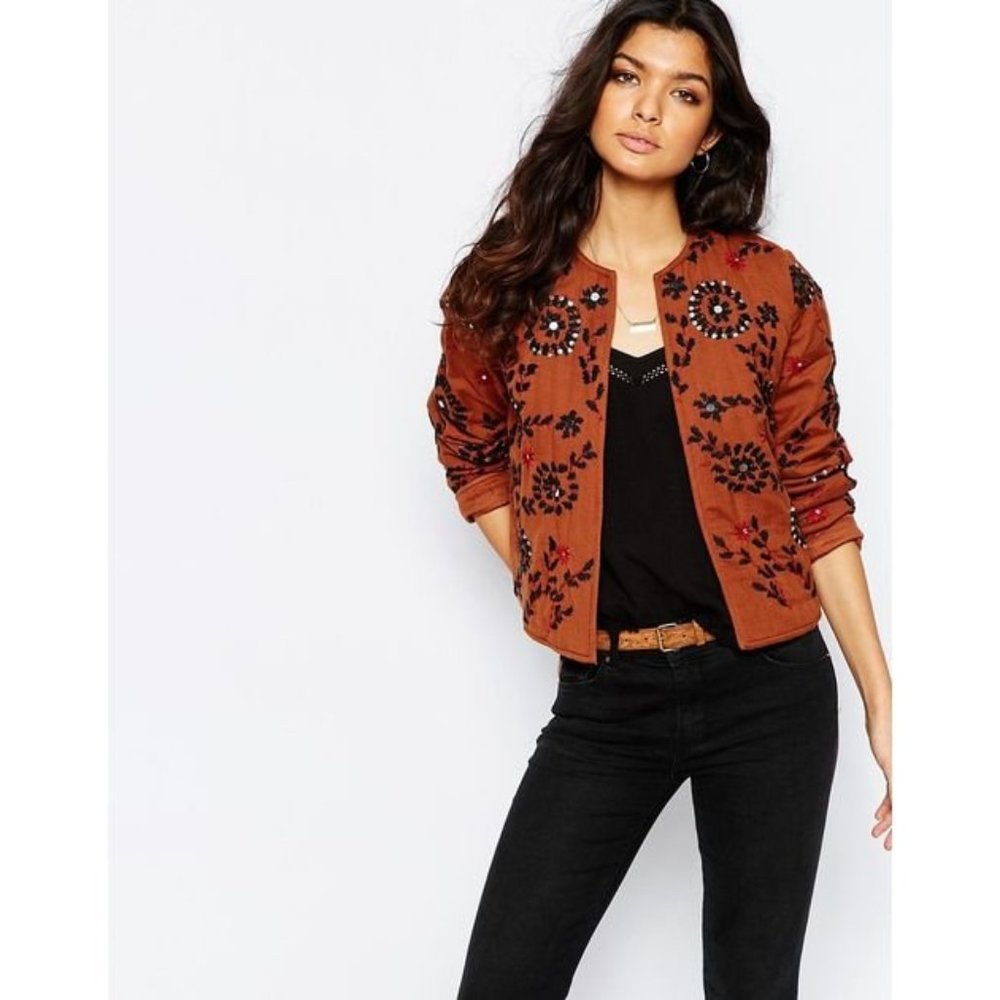 Mango Brown Embroidered Jacket - image 2